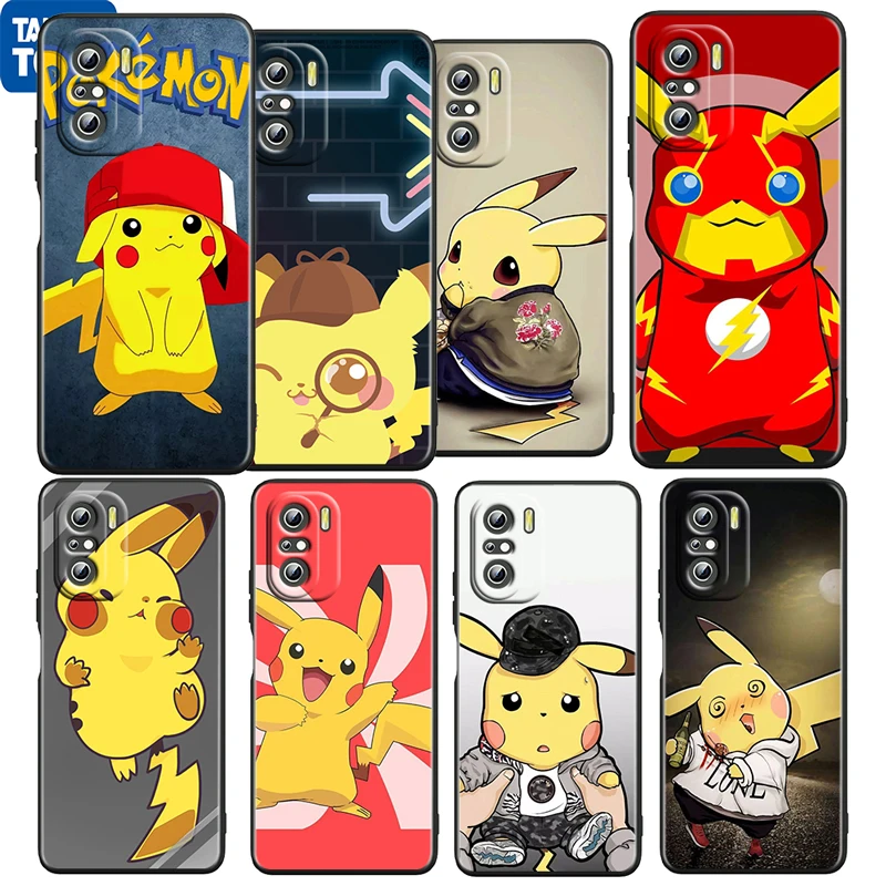 

Pikachu Cartoon Lovely For Xiaomi Redmi K50 K40 Gaming K30 K20 Pro 5G 10X 9T 9A 9C TPU Soft Black Phone Case Funda Coque Cover