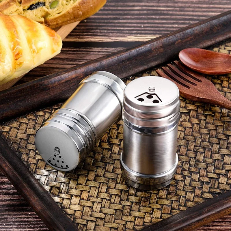 6 шт. Соли и перца из нержавеющей стали с вращающейся крышкой Сахарные приправы