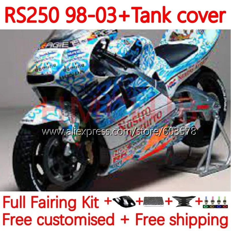 

RS250RR For Aprilia RS 250 RS-250 RS250 RR 1998 1999 2000 2001 2002 2003 RSV250 98 99 00 01 02 03 Fairing 159No.79 cyan white