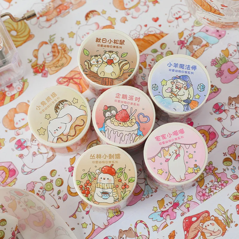 

24 шт./партия Милая Лента с кроликом, кошкой, животными, милые декоративные наклейки, скрапбукинг, дневник, Маскировочная лента, канцелярские принадлежности, школьные принадлежности