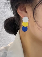 korean clash color geometric disc tassel earrings simple fashion 2022 new personalized exquisite design female earrings