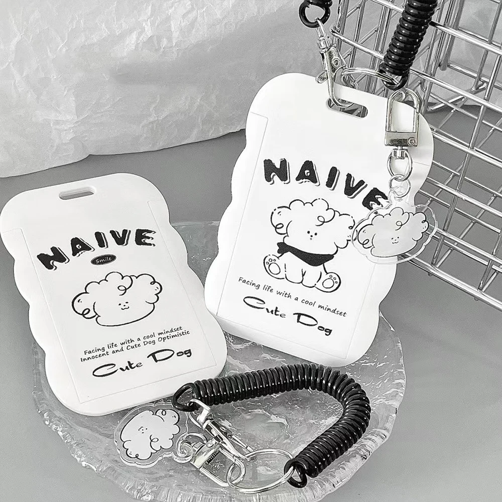 

Cute Dog Cloud Shape Card Holder Sleeve Keychain With Elastic Rope Card Protective Case Photocard Holder Card Cover With Pendant