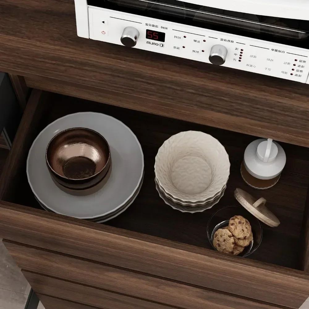 Кухонный шкаф для кладовой 4 стеклянных двери и ящика кухонный подставка