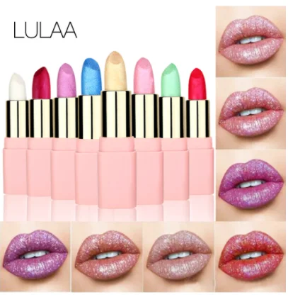 Разноцветная голографическая губная помада с блестками блестящая помады