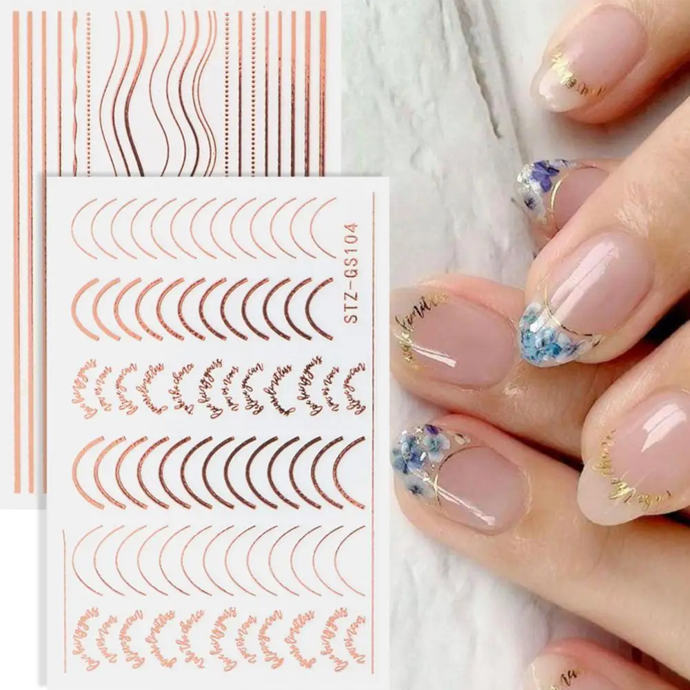 

Nail Strip Half Moon Shape 3D Effect Ultra Thin Rose Gold Striping Tape Manicure Design Lines for Female