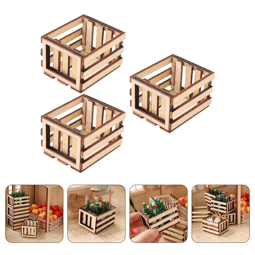 

Mini Basket Miniature Baskets Storage Wooden Crates Crafts Furniture Crate Tiny Woven Wicker Hamper Model Container Ornament