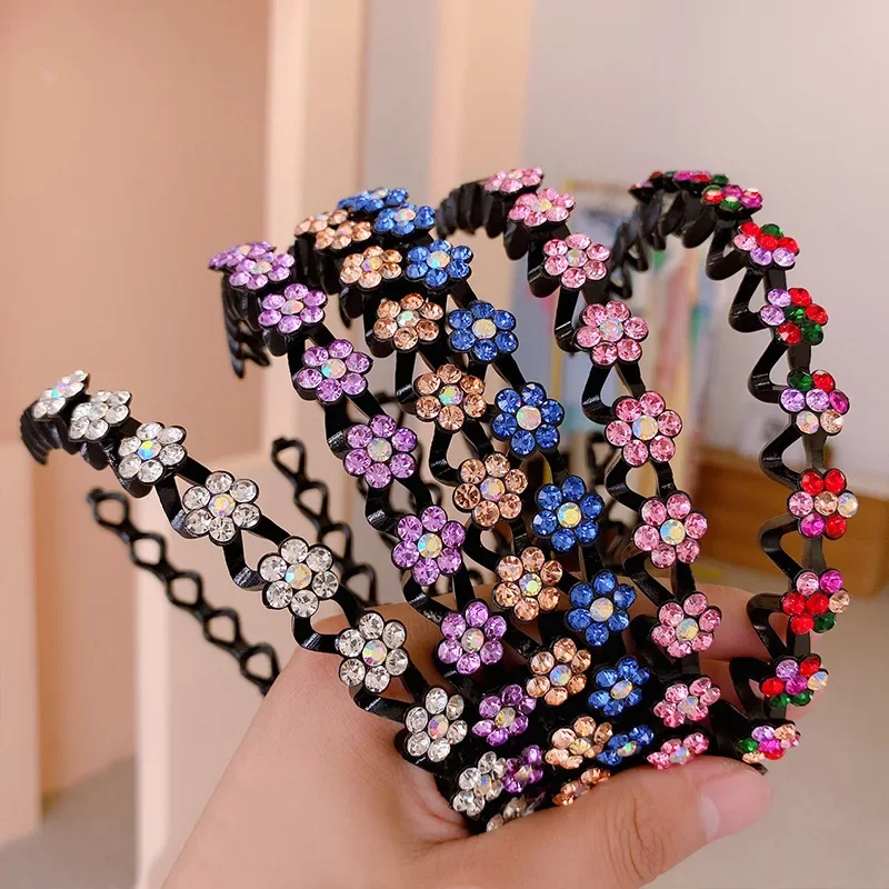 

Fashion Headband Bezel Girls Hai Pearl Non-Slip Rhinestone Hairbands Elastic Flower Women Hair Hoop Bands Accessories Headdress
