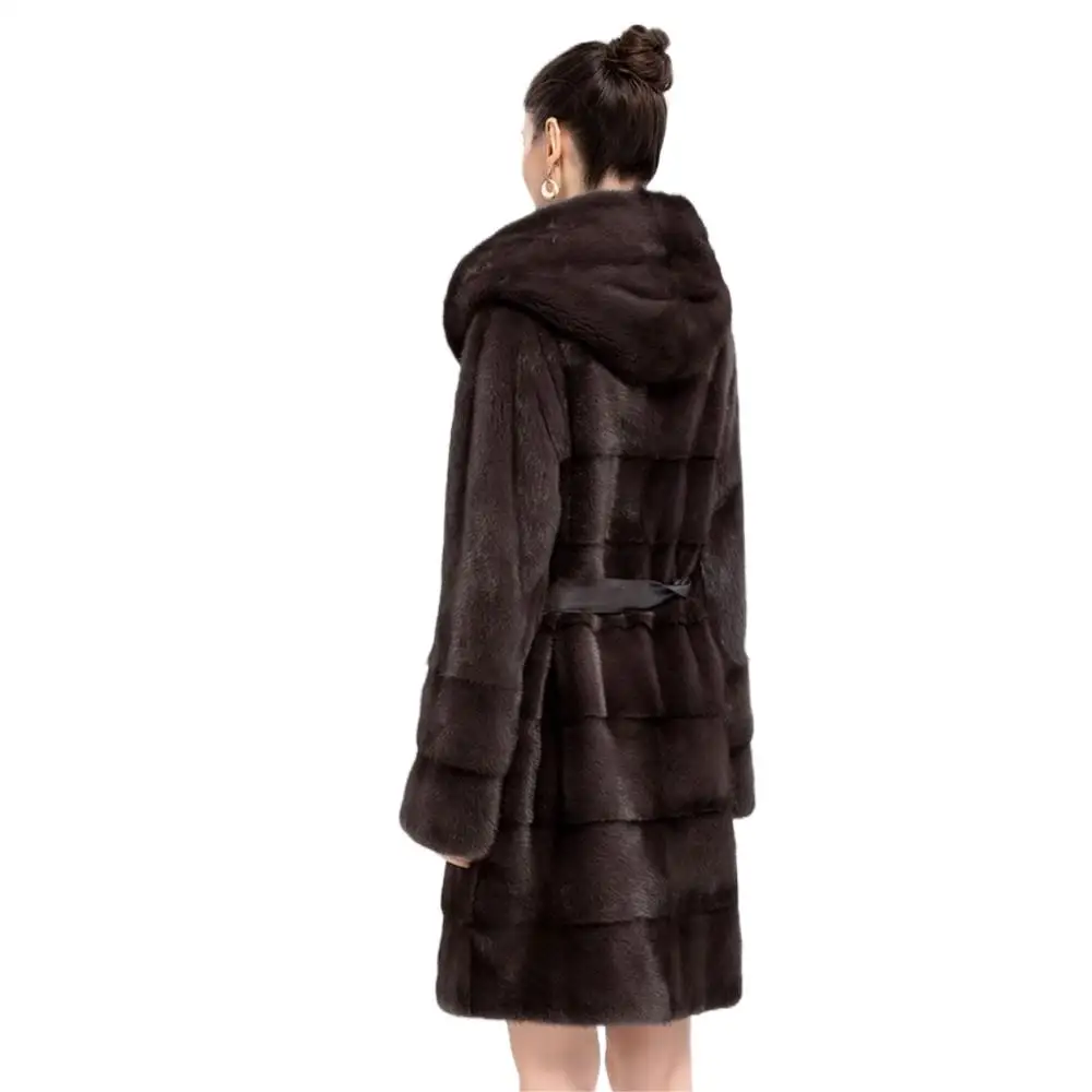 High Quality Imported North Europe Real Mink Fur Coat Women Winter Hooded Fluffy Soft Warm Real Mink Fur Jacket Luxury Clothes enlarge