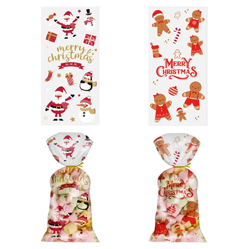 

50/100Pcs Candy Cookies Dragee Gift Bags Snack Biscuit Baking Package Wedding Birthday Party Decoration Christmas Gift Bags