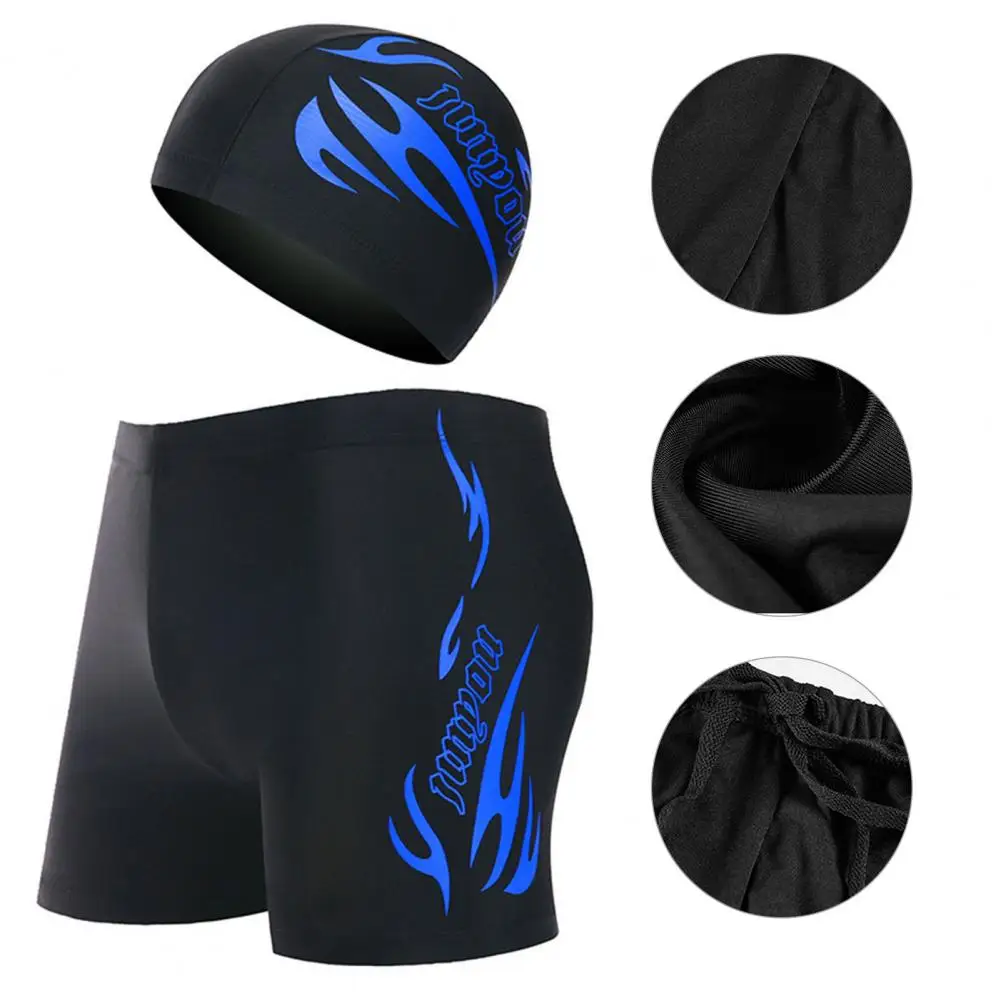

Great Swimming Cap Beachwear Regular Fit Stretchy Great Stitching Swimming Cap Swimming Trunks Slim