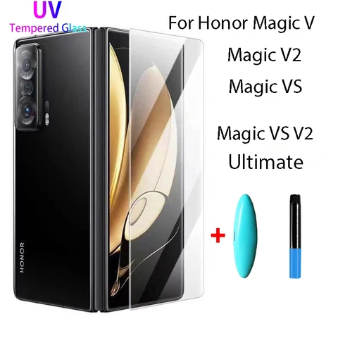 3D изогнутое закаленное стекло с полным покрытием клея для Honor Magic V VS2 защита для экрана для Honor Magic VS V2 RSR Ultimate UV Защитное стекло