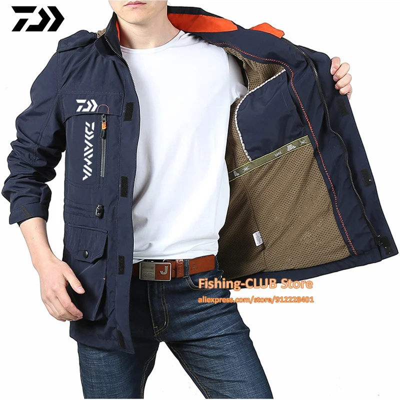 Уличный рыболовный костюм Daiwa зимнее плюшевое плотное Мужское пальто