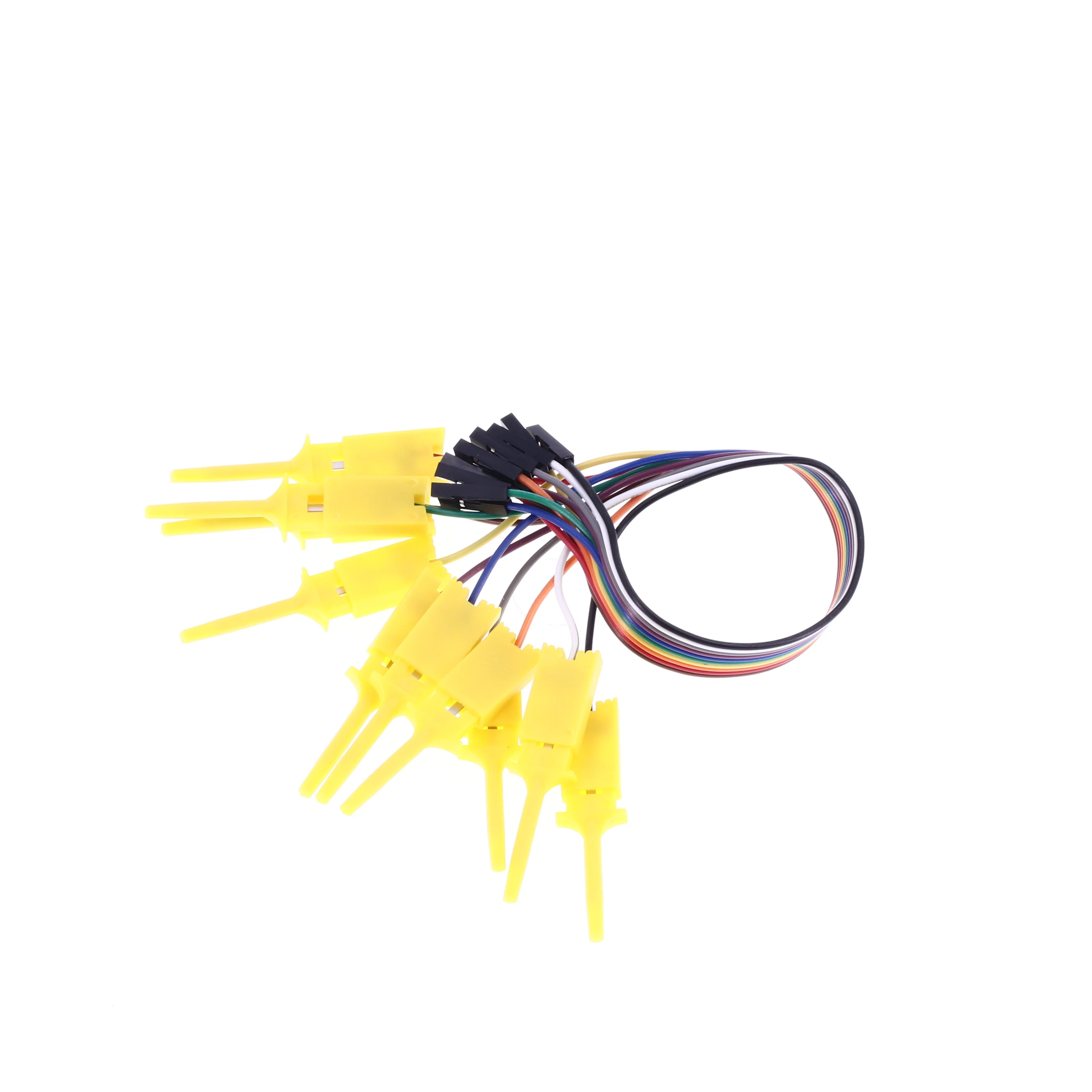 10pcs 300mm High Efficiency Test Hook Clip Logic Analyzer Cable Gripper Probe Test Clamp Kit Yellow/Red/Black/Green