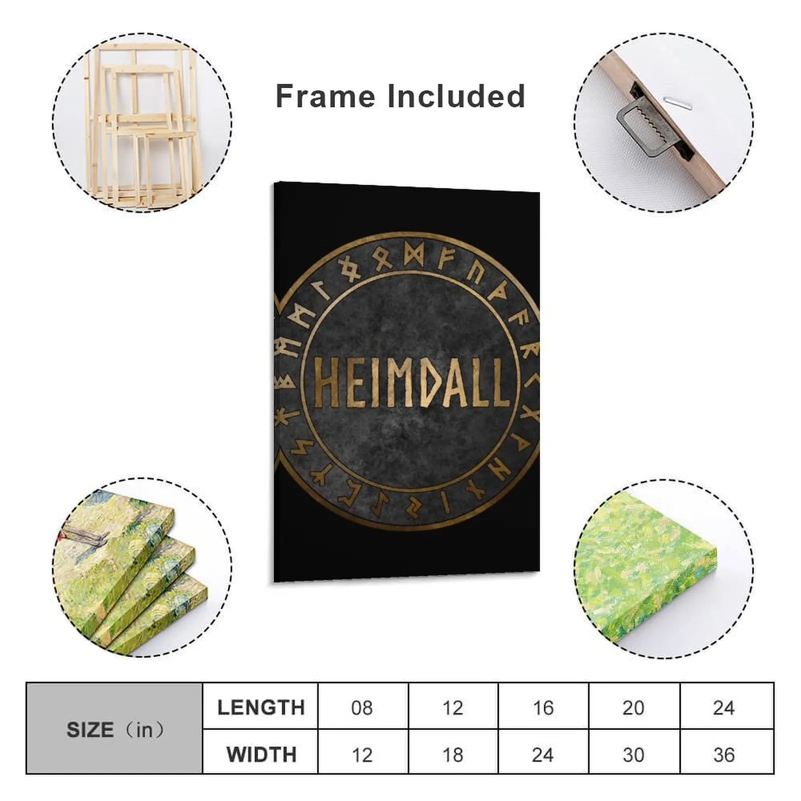 Картина &quotHeimdall Norse God with Viking Runes&quot