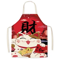 lucky cat apron creative kitchen apron dinner party linen cooking apron adult baking accessories aprons for woman modern