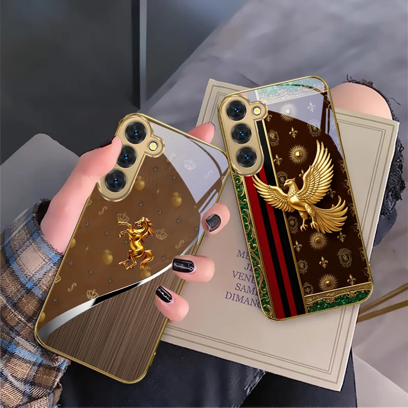 Фото Чехол Cuibi Golden Eagle из золотого стекла для Samsung Galaxy S26 S20 FE S21 S22 S23 Plus S24 Ultra S25 Ultra S21 25 S22Plus №3