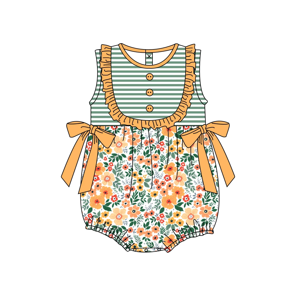 

Новый дизайн 2023, комбинезон для маленьких девочек с круглым вырезом, без рукавов, из хлопка, в полоску, в стиле пэчворк, с цветочным рисунком, на лето