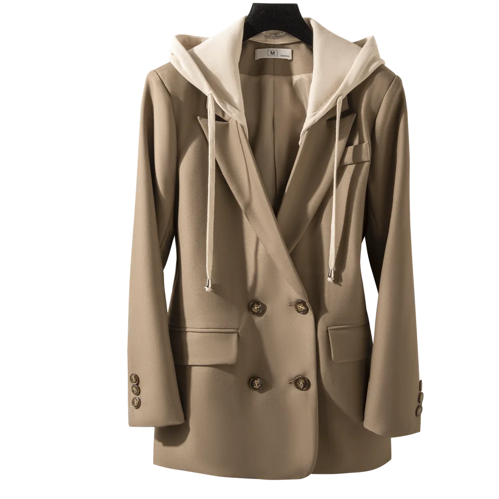 Korean Autumn Winter Women Coffee Gray Formal Blazer Office Ladies Female Long Sleeve Wide Loose Business Work Wear Jacket Coat