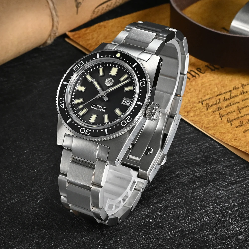 Продажа Новые мужские часы San Martin 62mas 37 мм Diver, классические Роскошные сапфировые автоматические механические часы PT5000 SW200, светящиеся часы с датой 20 ...