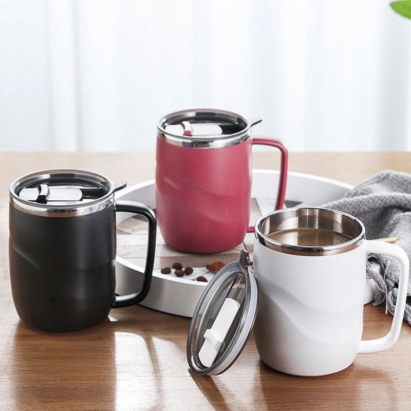 

400ml Stainless Steel Cup Tea Coffee Water Bottle Thermal Mug Beer Cups Stainless Steel Simple Office Vacuum With Lid Practical