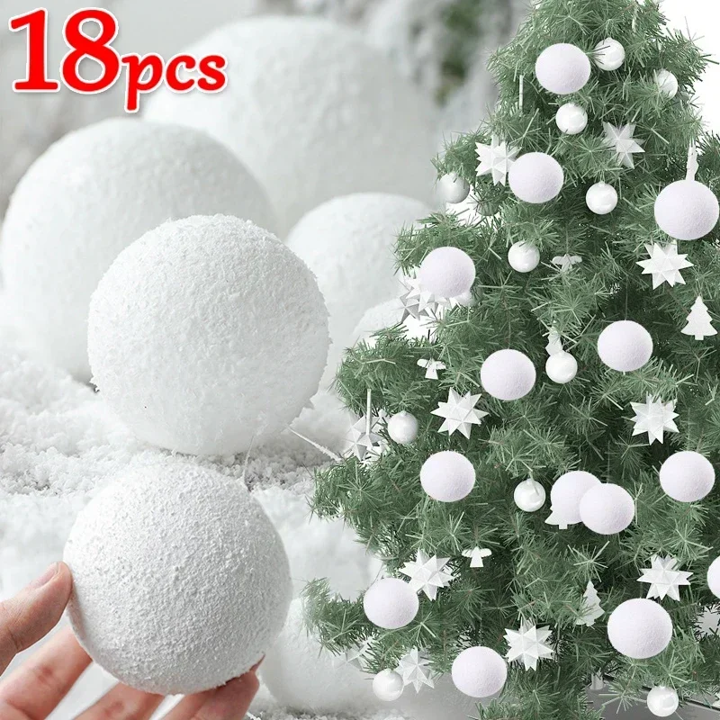 

White Foam Christmas Balls Ornaments for Xmas Tree Hanging Pendant Ball Holiday New Year Wedding Party Home Decoration Supplies