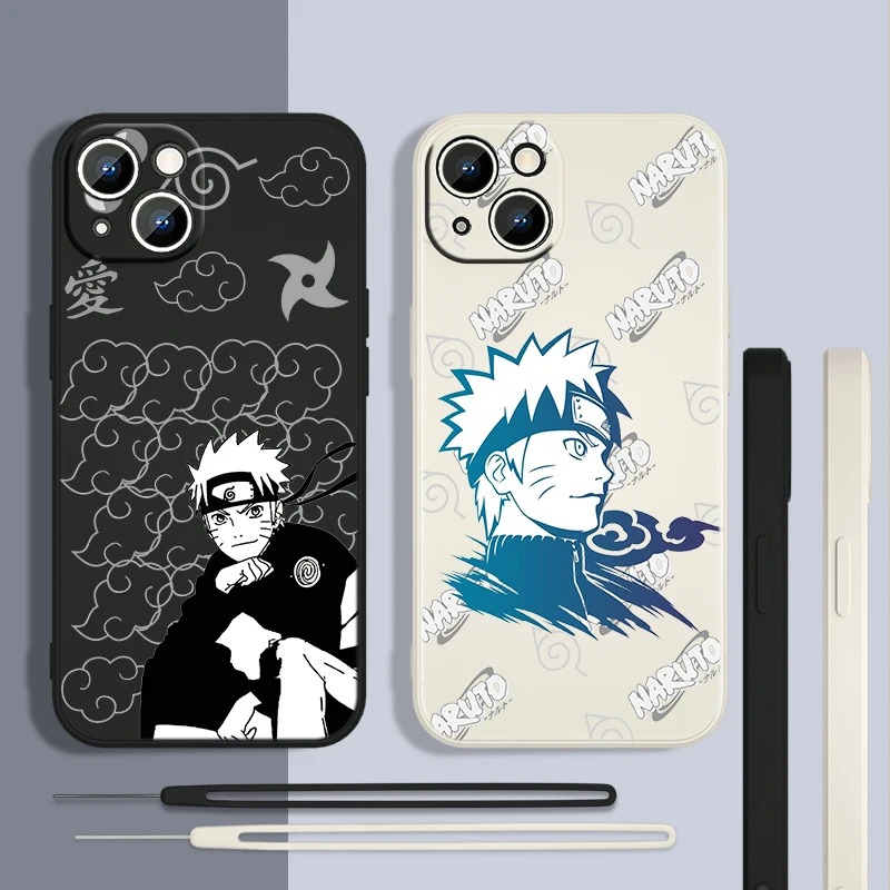 

Hot Anime NARUTO Boys For Apple iPhone 13 12 Mini 11 Pro XS MAX XR X 8 7 6S SE Plus Liquid Rope Silicone Phone Case Fundas Coque