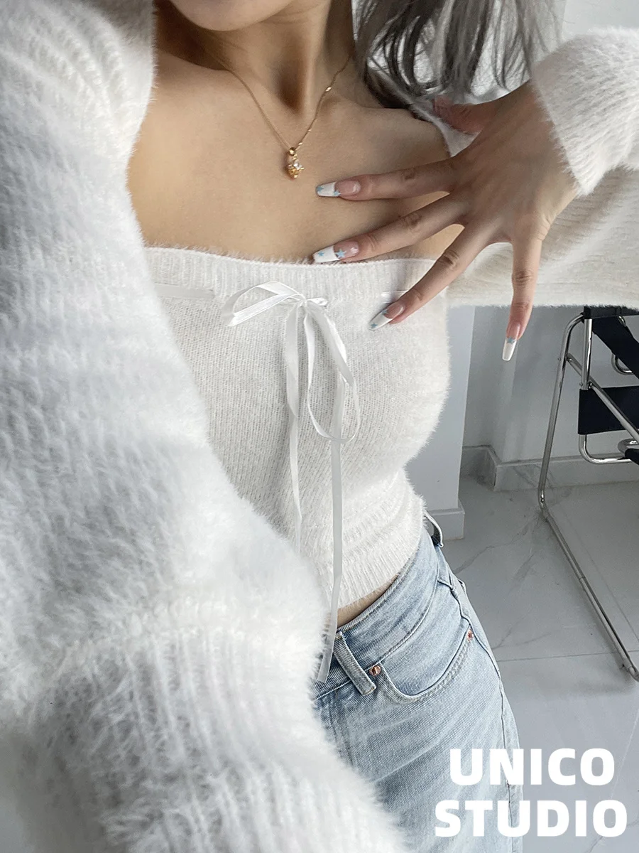 TVVOVVIN 2023 INS женская короткая юбка с открытой шеей из мягкого вощеного меха и шаль