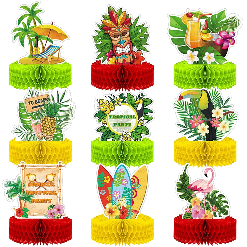 Decoración de fiesta temática hawaiana, Bola de panal de Flamenco de verano, oranmentos de mesa, playa Tropical, fiesta Aloha, boda y cumpleaños