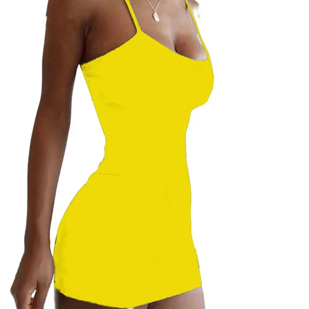 Женское сексуальное мини-платье на тонких бретельках летняя вечеринка