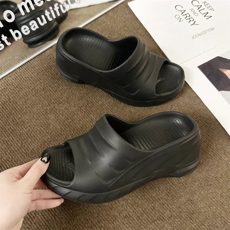 Summer Shoes for Women 2023 Retro Open Toe Women's Platform Slippers Punk Increased Chunky Ladies Wedges Slippers Female Slides
