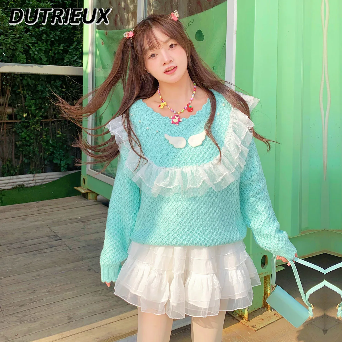 

2023 Autumn and Winter New Women's Sweet Knitted Pullover Korean Students All-Matching Sweater Cute Fresh Loose Knitwear
