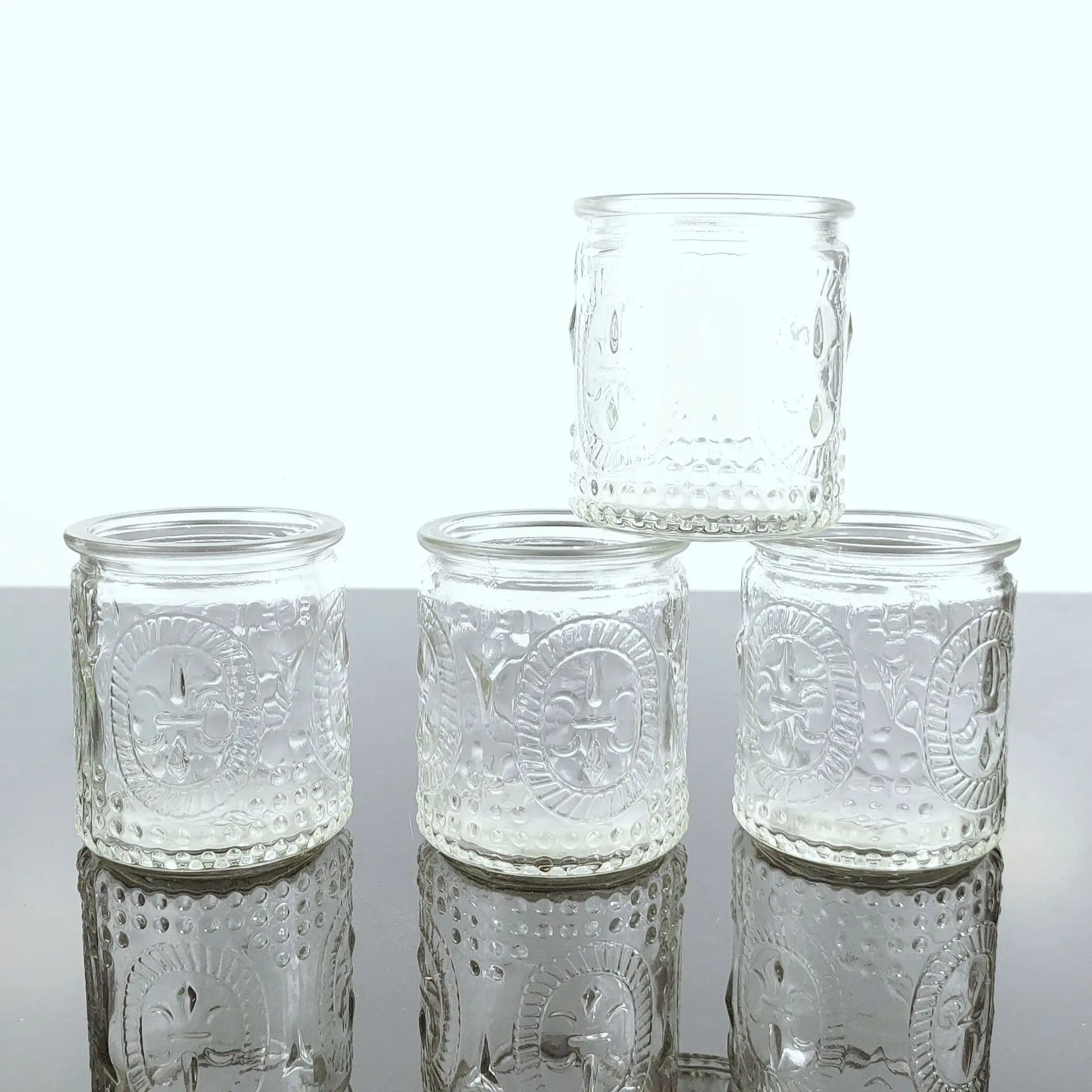 

Candle Jars Candle Container DIY Aromatherapy Candle Cup Embossed Cup Pattern Glass Candle Cup