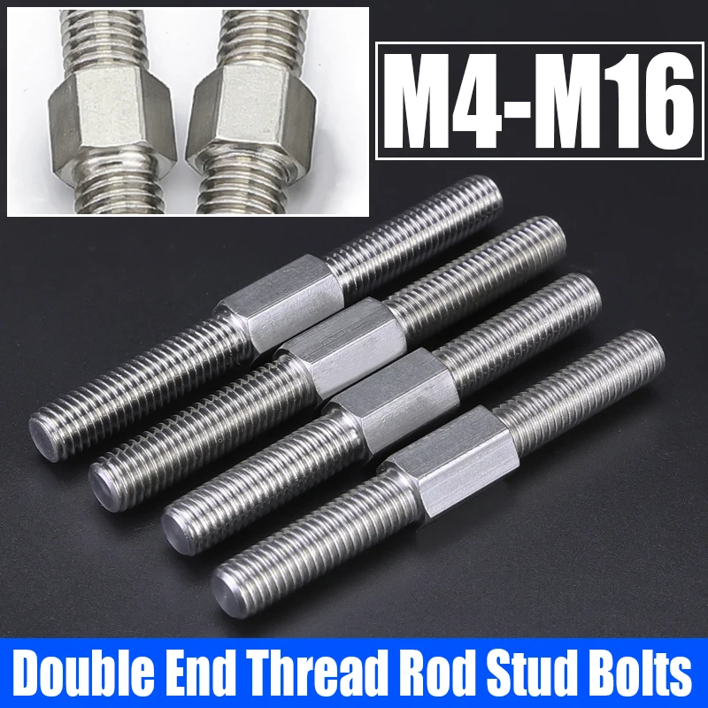 

1-5PCS M4-M16 304 Stainless Steel Dual Head Threaded Bar Stick Left And Right Thread Double End Thread Rod Stud Bolts L=30-150mm