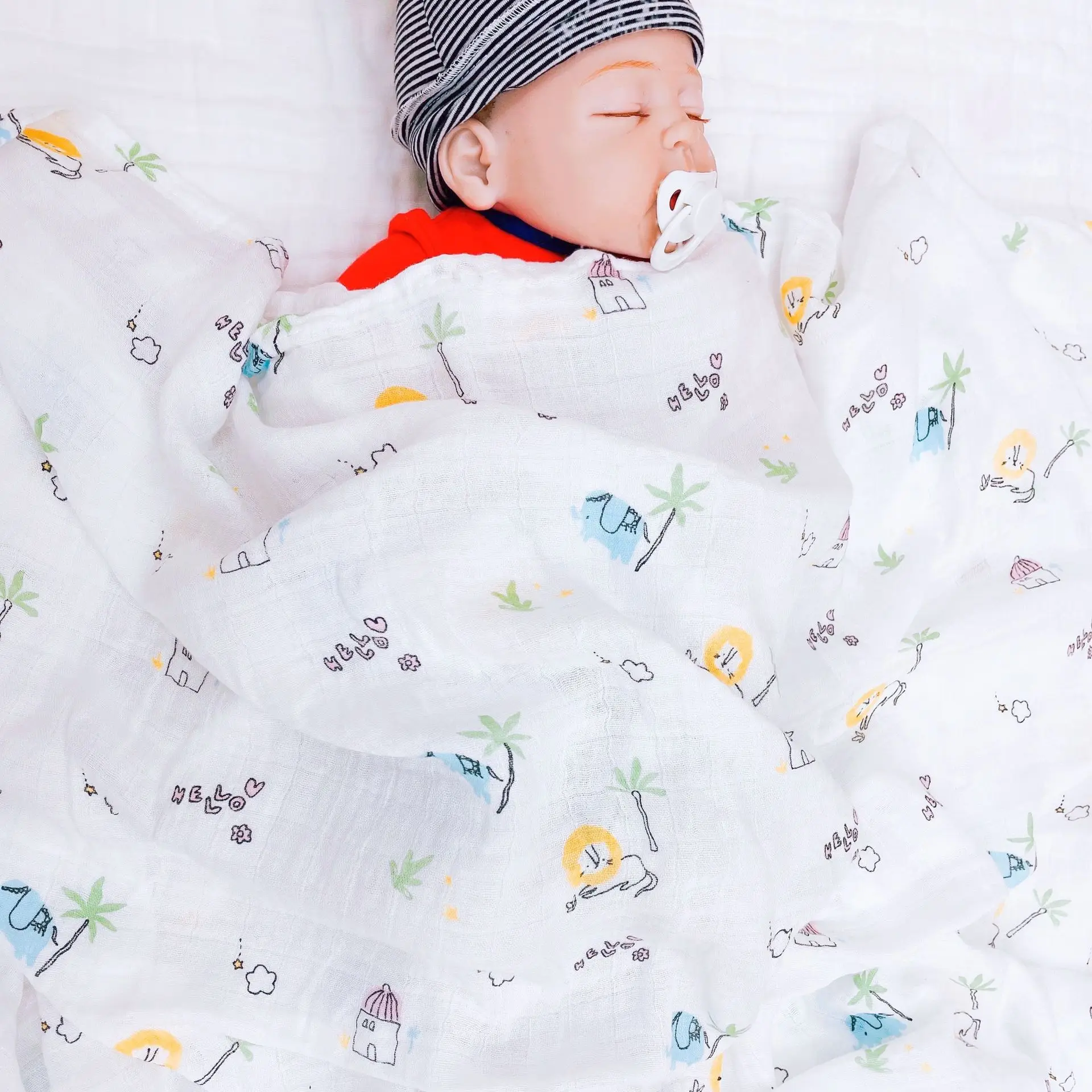 Муслиновое детское банное полотенце с двойной марлей одеяло из бамбукового