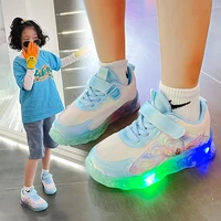 2022 new luminous kids sneakers girls pink print butterfly children baby flashing shoes children led light shoes size 21 30