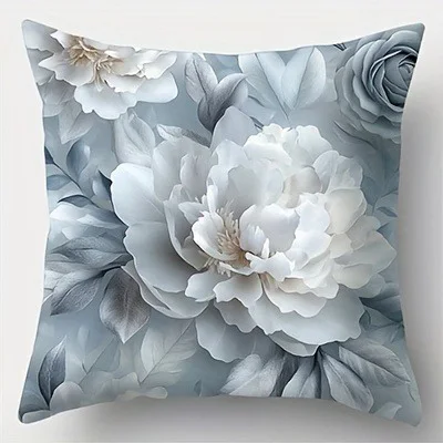 Наволочка из полиэстера велюра с цветочным принтом 40x40 см