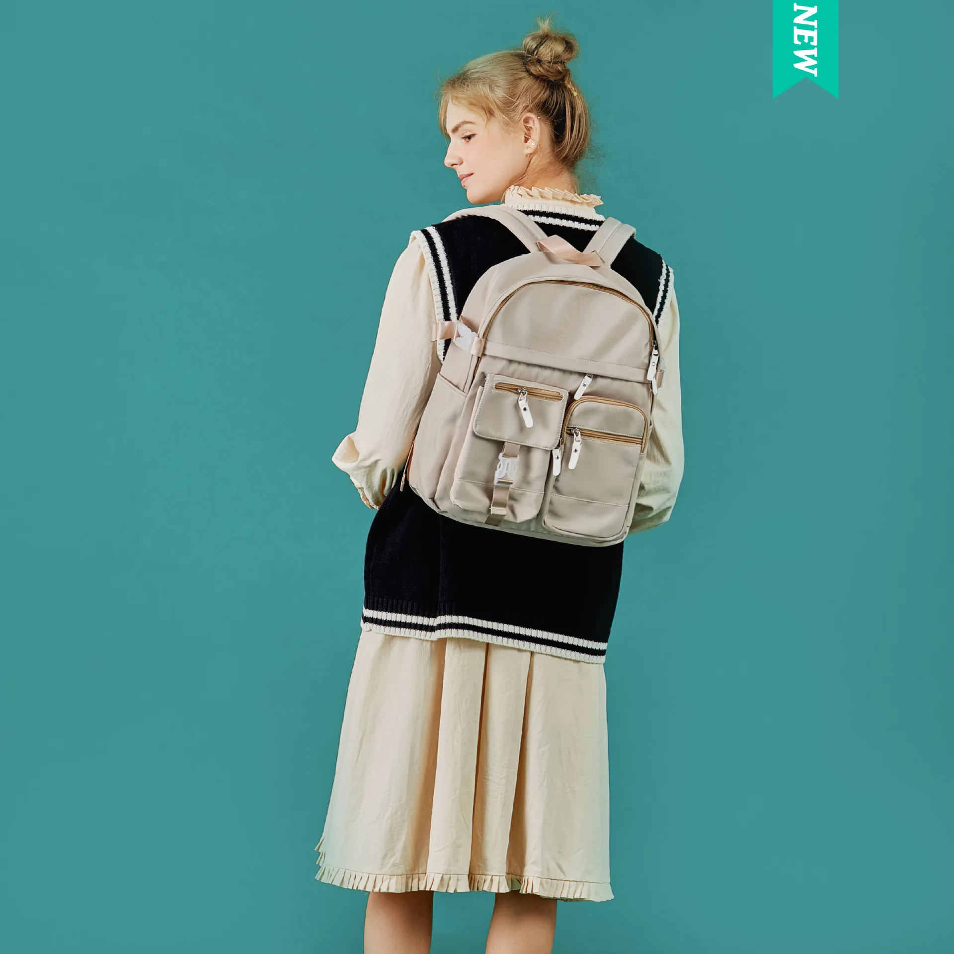 

2022 New Clear Sweet Pure Color Twill Oxford Backpack Student Schoolbag Female Backpack