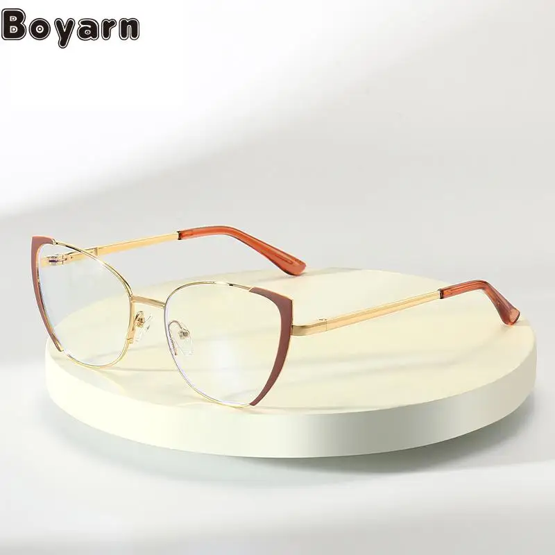 

Международная торговля Новинка кошачий глаз модные новые металлические плоские зеркальные женские очки с пружинной ножкой антисиние очки