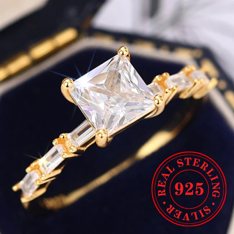 Huitan стерлингового серебра 925 пробы элегантные кольца принцессы с фианитом для