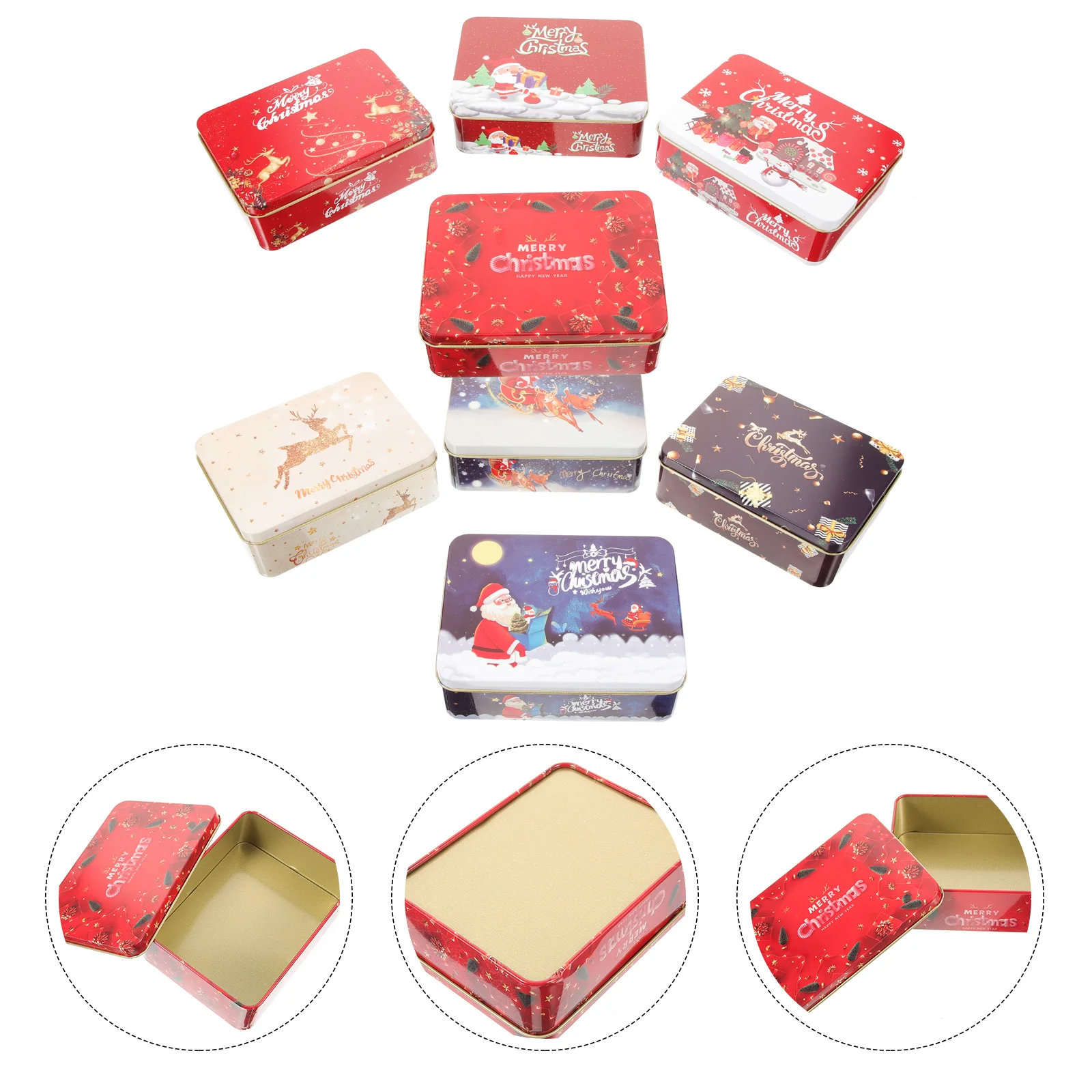 

8 шт. рождественские подарочные карты жестяные коробки рождественские металлические подарочные коробки маленькие подарочные коробки с крышками