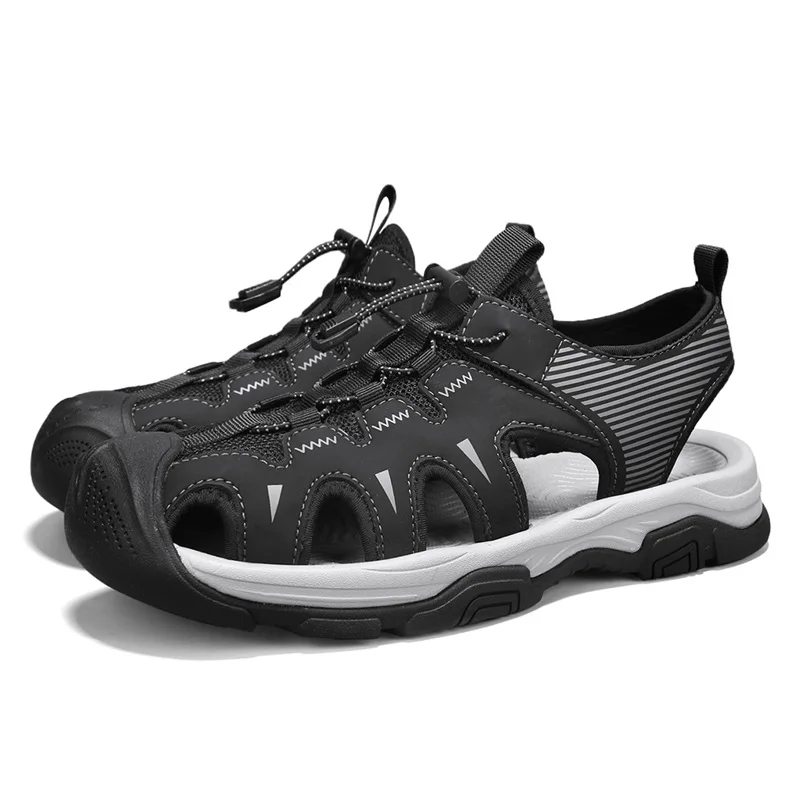 Мужские летние сандалии новые модные мужские уличные из натуральной кожи