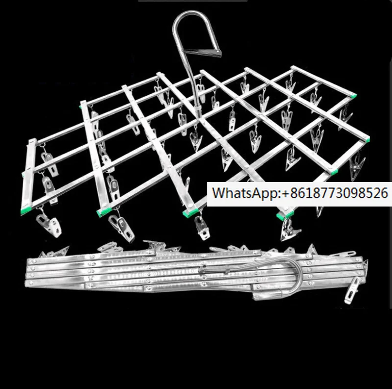 

16/35 Clips Stainless Steel Laundry Rack Foldable Sock Clothes Airer Folding Hanger Drying Hanger Clothes Underwear Socks Holder