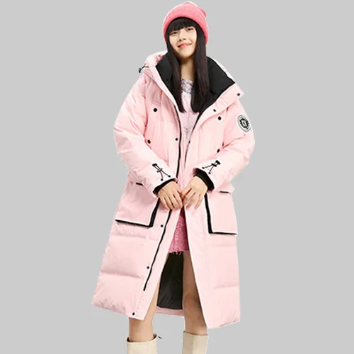 

Mid-length Down Jacket Women Autumn Winter Warm Coat Women's Thick Hooded Men Women Couples Outdoor Tooling Chaquetas FCY