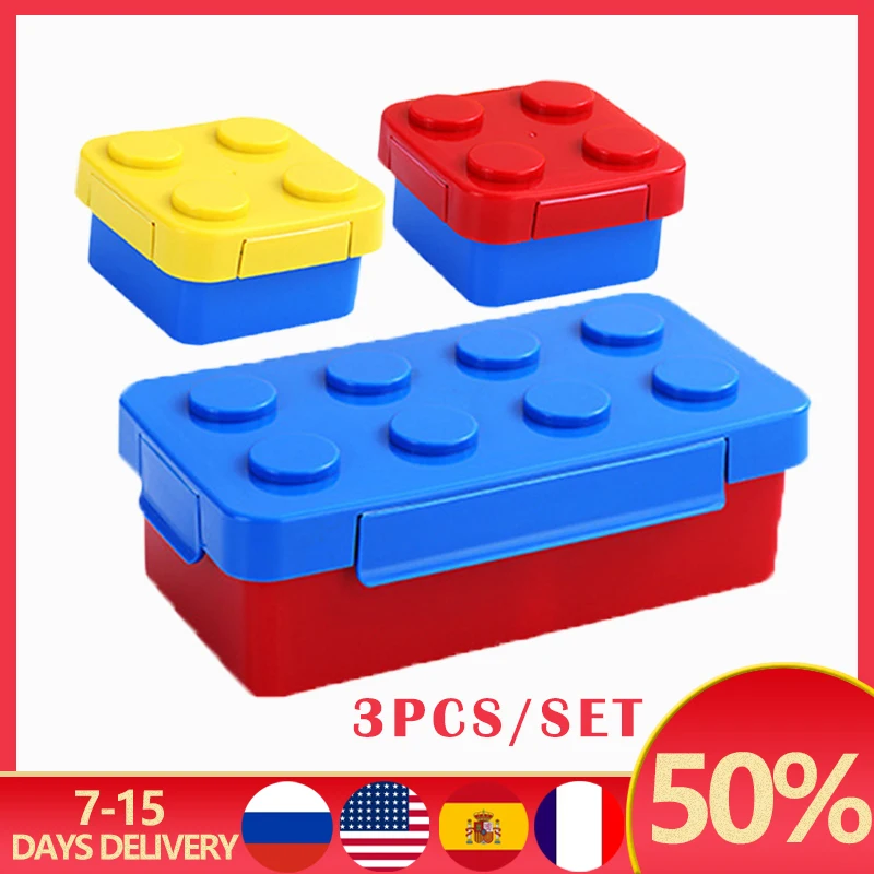 

Blocks Splicing Lunch Box Portable Sealed Colorful Children Student Bento Containers Microwave Dishwasher Safe Freezer Leakproof