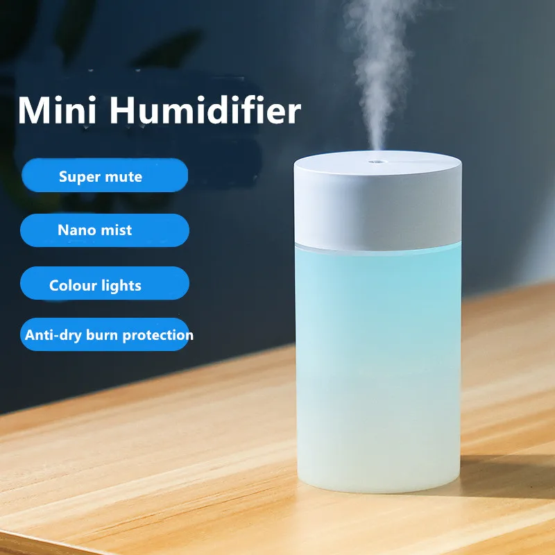 

260ML USB Ultrasonic Air Humidifier LED Lamp Mini Essential Oil Diffuser Car Purifier Aroma Anion Mist Maker With Romantic Light