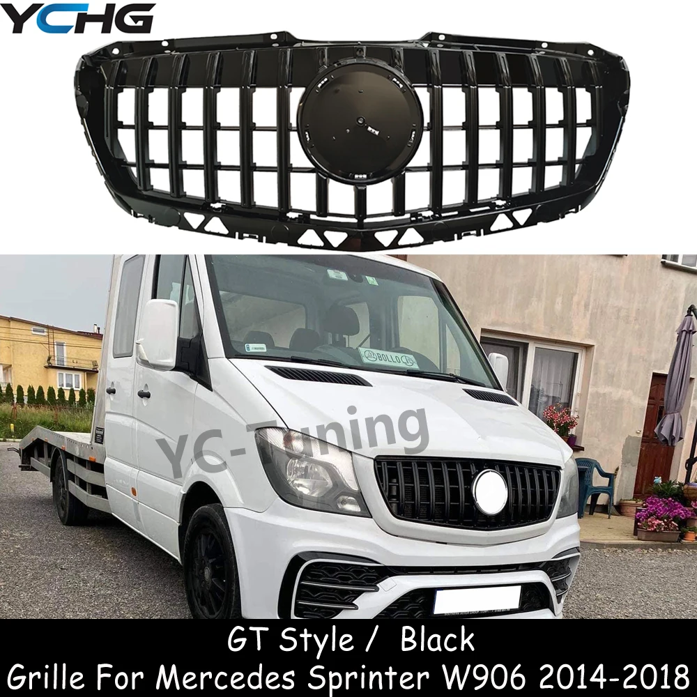 W906 GT стиль черный/серебристый передний бампер Гриль для Mercedes Benz Sprinter facelift Racing