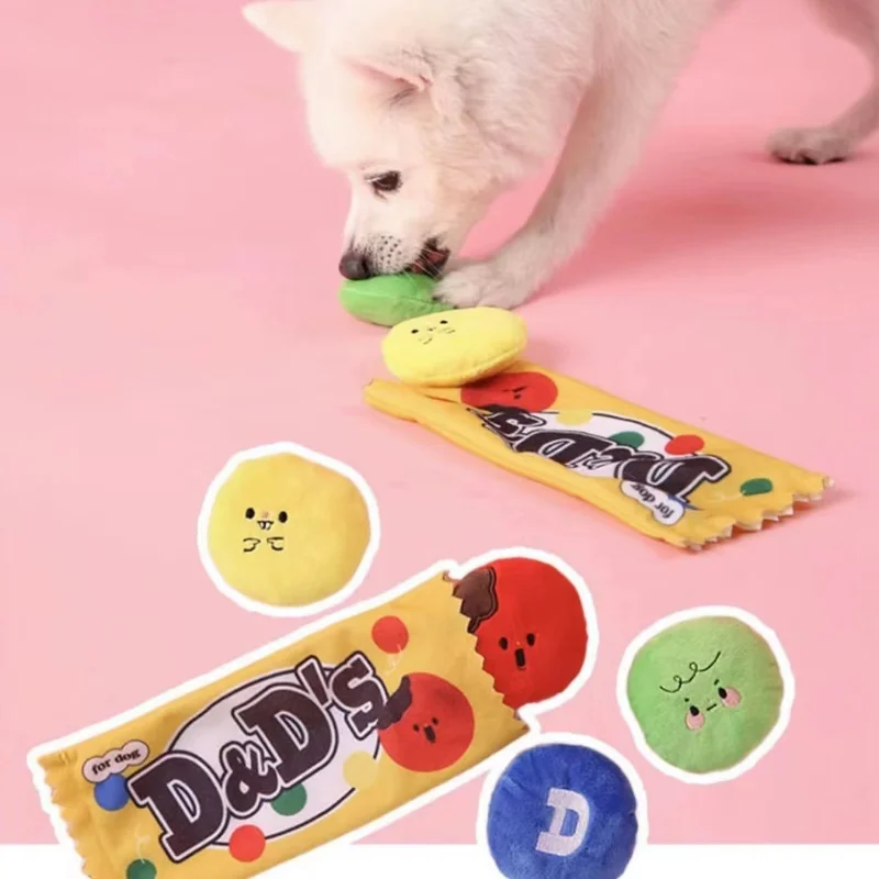 

Cute Tibetan Food Squeaky Dog Toys Interactive Candy Bean Sniffing Plush Toy for Small Dogs Puzzle Pet Product Puppy Accessories