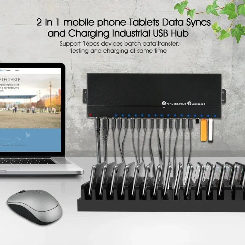 Фото Новинка: уникальный металлический USB-хаб на 16 портов с поддержкой USB 3.0 для синхронизации данных и зарядки, с питанием 12В 10А. №4