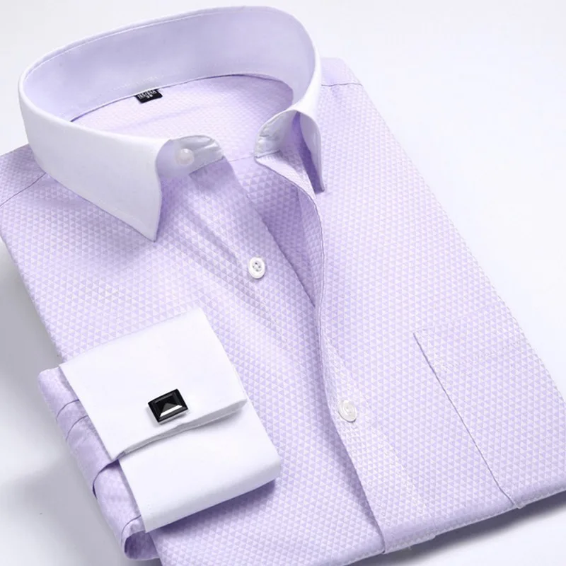 Male Shirt 6XL 5XL Slim Fit Mens Business Social Dress Shirt Casual Long Sleeved Plaid Striped Button-down Collar chemise homme