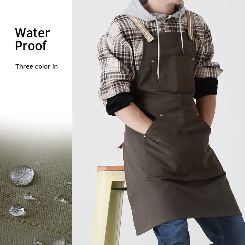 

Водонепроницаемый брезентовый хлопковый фартук с принтом, Комбинезоны для бариста, мужские и женские красивые фартуки для барбекю и волос